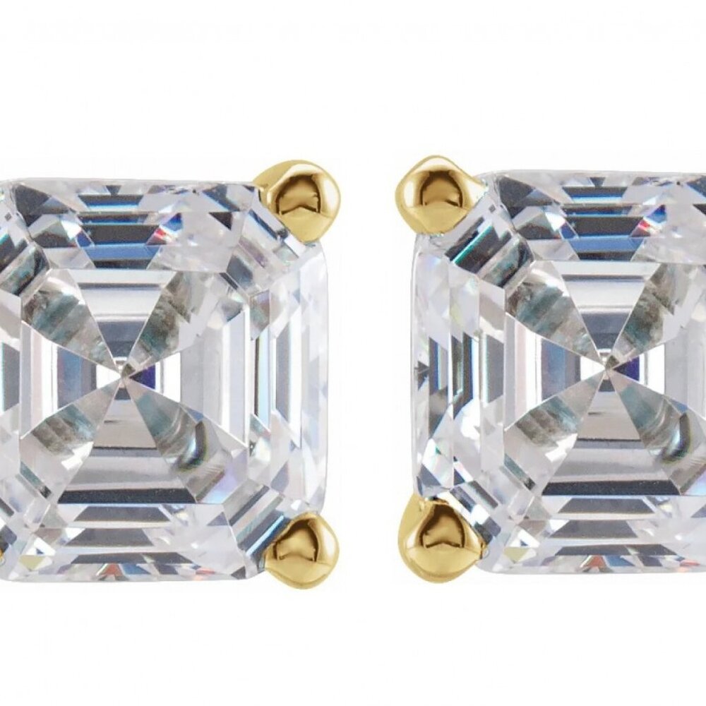 Asscher Diamond Studs 14K Yellow Gold (0.87 Ct H Vs2 Si1) C54200050